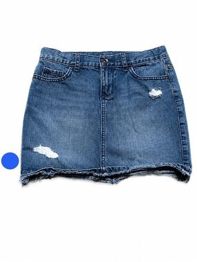 Place Denim Mini Skirt Girls Size 12 Distressed Raw Hem Blue